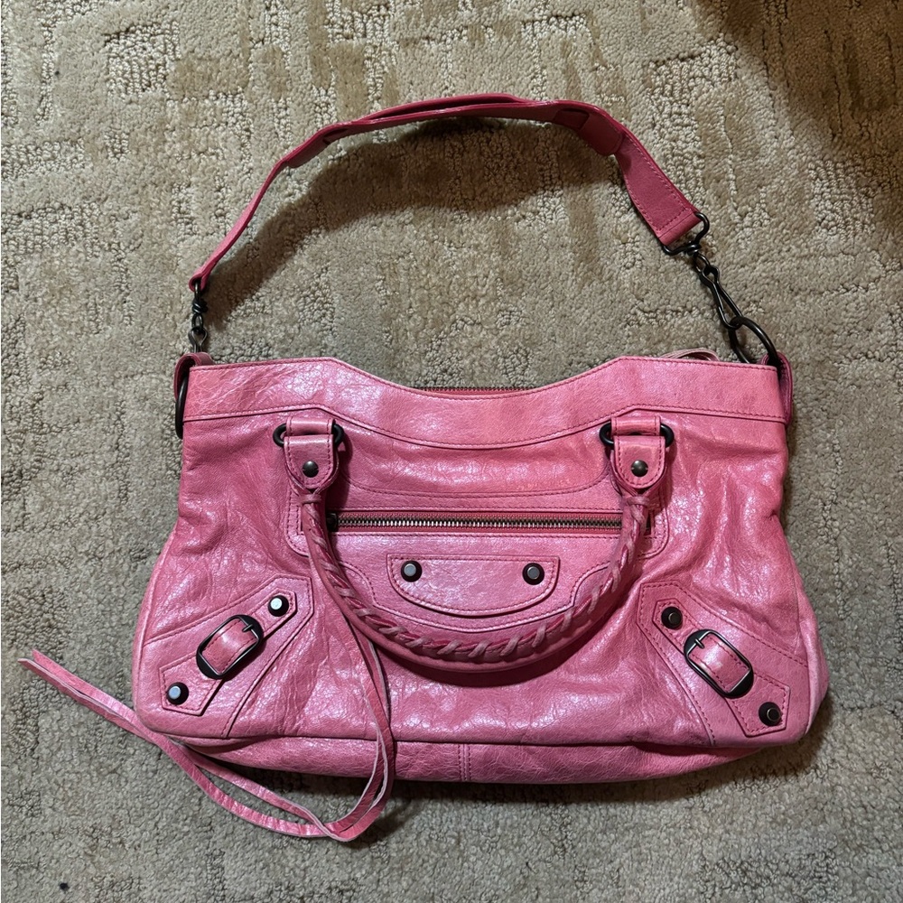 Pink Balenciaga city bag